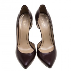 Pre Owned Gucci Burgundy Leather D'orsay Pumps Size 39