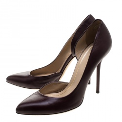 Pre Owned Gucci Burgundy Leather D'orsay Pumps Size 39