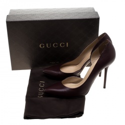 Pre Owned Gucci Burgundy Leather D'orsay Pumps Size 39