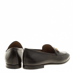 Pre Owned Gucci Black Leather Jordaan Horsebit Loafers Size 38.5