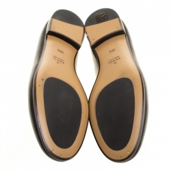 Pre Owned Gucci Black Leather Jordaan Horsebit Loafers Size 38.5