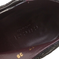 Pre Owned Gucci Black Brocade Leather Ankle Boots Size 38