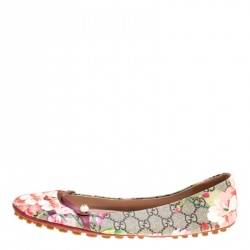 مملوكة مسبقًا Gucci Biege GG Supreme Blooms Printed Canvas Ballet Flats Size 41