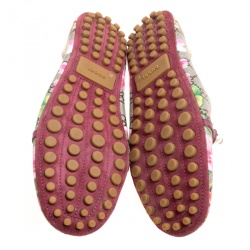 مملوكة مسبقًا Gucci Biege GG Supreme Blooms Printed Canvas Ballet Flats Size 41