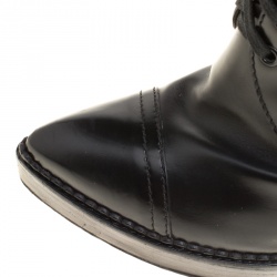 Pre Owned Gucci Black Leather Riddle Lace-Up Platform Knee Boots Size 39