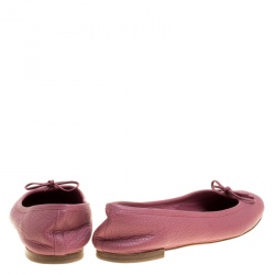 Pre Owned Gucci Pink Leather GG Interlocking Bow Ballet Flats Size 38