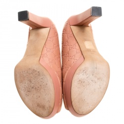Pre Owned Gucci Peach Guccissima Leather Peep Toe Platform Pumps Size 40
