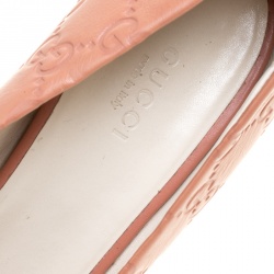 Pre Owned Gucci Peach Guccissima Leather Peep Toe Platform Pumps Size 40