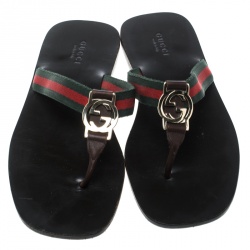 Pre Owned صندل غوتشي "GG" ثونج زخارف متشابكة مع حرفي G مقاس 39