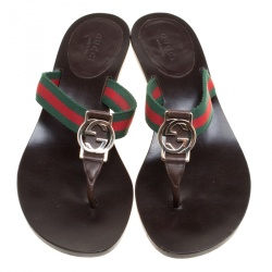 مملوكة مسبقًا صندل غوتشي ثونغ GG شبكة مقاس 38.5