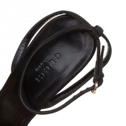 مملوكة مسبقًا صندل غوتشي سيور GG مزخرف كريستال سويدي أسود مقاس 35