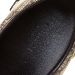 Gucci Beige GG Coated Canvas Classic Web and Script Low Top Sneakers Size 37.5