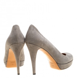 Pre Owned Gucci Grey Suede Charlotte Platform Pumps Size 40