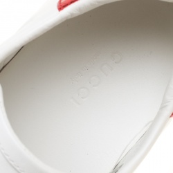 مملوكة مسبقًا Gucci White Leather Ace Embroidered Appliqué Detail Low Top Sneakers Size 37.5