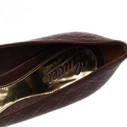Pre Owned Gucci Brown Diamante Leather Sofia Peep Toe Platform Pumps Size 39