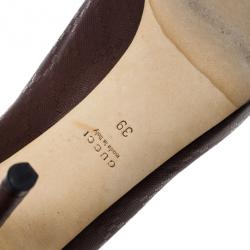 Pre Owned Gucci Brown Diamante Leather Sofia Peep Toe Platform Pumps Size 39