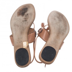 Pre Owned صندل إصبع غوتشي هورسبيت جلد بني مقاس 39.5