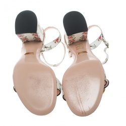 مملوكة مسبقًا Gucci Multicolor Floral Print Leather Marmont Ankle Strap Sandals Size 39