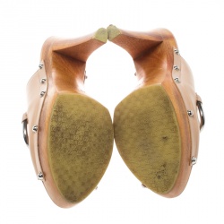 Pre Owned صندل سلايد غوتشي أيكون بيت جلد رصاصي نعل سميك مقاس 36.5