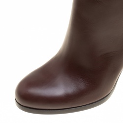 Pre Owned Gucci Brown Leather Elizabeth Knee High Boots Size 40.5