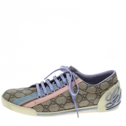 مملوكة مسبقًا حذاء رياضي غوتشي تفاصيل ويب كانفاس سوبريم متعدد الألوان مقاس 37.5