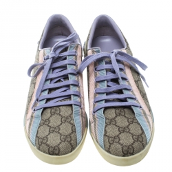 مملوكة مسبقًا حذاء رياضي غوتشي تفاصيل ويب كانفاس سوبريم متعدد الألوان مقاس 37.5