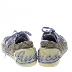 مملوكة مسبقًا حذاء رياضي غوتشي تفاصيل ويب كانفاس سوبريم متعدد الألوان مقاس 37.5