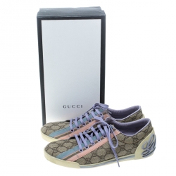مملوكة مسبقًا حذاء رياضي غوتشي تفاصيل ويب كانفاس سوبريم متعدد الألوان مقاس 37.5