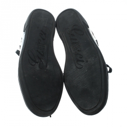 Gucci Black Suede and Holographic Leather Lace Up Sneakers Size 37.5