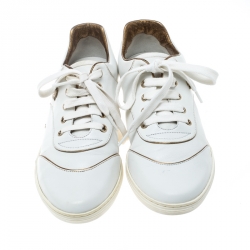 Gucci White Leather Hysteria Crest Low Top Sneakers Size 37.5