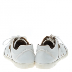 Gucci White Leather Hysteria Crest Low Top Sneakers Size 37.5