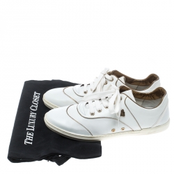 Gucci White Leather Hysteria Crest Low Top Sneakers Size 37.5