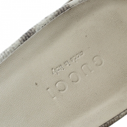 Pre Owned صندل غوتشي سيور كاحل هورسبيت جلد نقش ثعبان رمادي مقاس 39.5