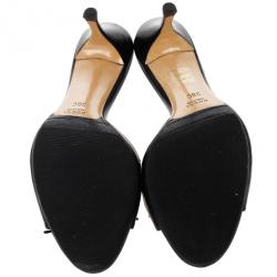 Pre Owned Gucci Black Bamboo Bow Slides Size 38