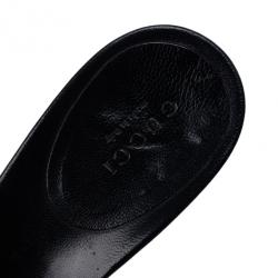 Pre Owned Gucci Black Bamboo Bow Slides Size 38