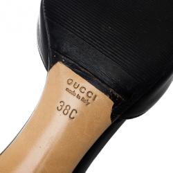 Pre Owned Gucci Black Bamboo Bow Slides Size 38