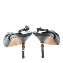 Pre Owned صندل غوتشي كعب بامبو فتحة كعب مقدمة مدببة جلد غوتشيسيما بني داكن مقاس 41