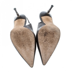 Pre Owned صندل غوتشي كعب با�مبو فتحة كعب مقدمة مدببة جلد غوتشيسيما بني داكن مقاس 41