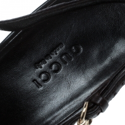 Pre Owned صندل غوتشي كعب بامبو فتحة كعب مقدمة مدببة جلد غوتشيسيما بني داكن مقاس 41