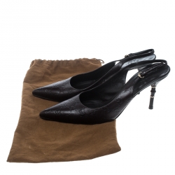 Pre Owned صندل غوتشي كعب بامبو فتحة كعب مقدمة مدببة جلد غوتشيسيما بني داكن مقاس 41