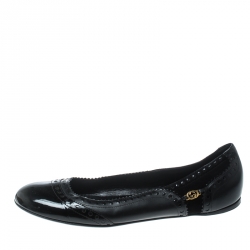 Pre Owned حذاء فلات باليه غوتشي GG باركلاي جلد سوداء مقاس 41