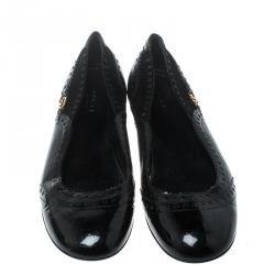 Pre Owned حذاء فلات باليه غوتشي GG باركلاي جلد سوداء مقاس 41