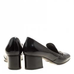 Pre Owned Gucci Black Leather Horsebit Loafer Pumps Size 35.5
