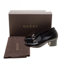Pre Owned Gucci Black Leather Horsebit Loafer Pumps Size 35.5