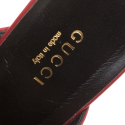 Pre Owned Gucci Red Leather Sylvia Crossover Mules Size 39.5