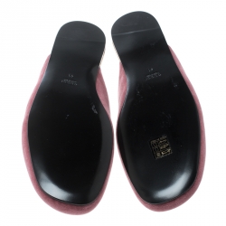 مملوكة مسبقًا Gucci Pink Velvet Crystal Embellished Lawrence Slippers Size 41