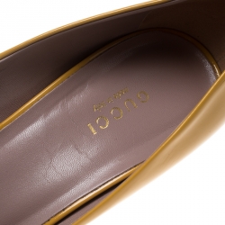 Pre Owned Gucci Yellow Patent Leather Jolene Horsebit Pumps Size 39