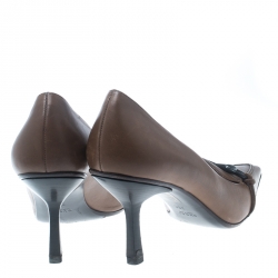 Pre Owned Gucci Brown Leather Horsebit Pointed Toe Pumps Size 38 