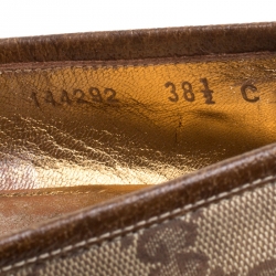 Pre Owned Gucci Beige GG Canvas Horsebit Loafers Size 38.5