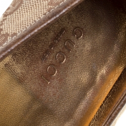 Pre Owned Gucci Beige GG Canvas Horsebit Loafers Size 38.5